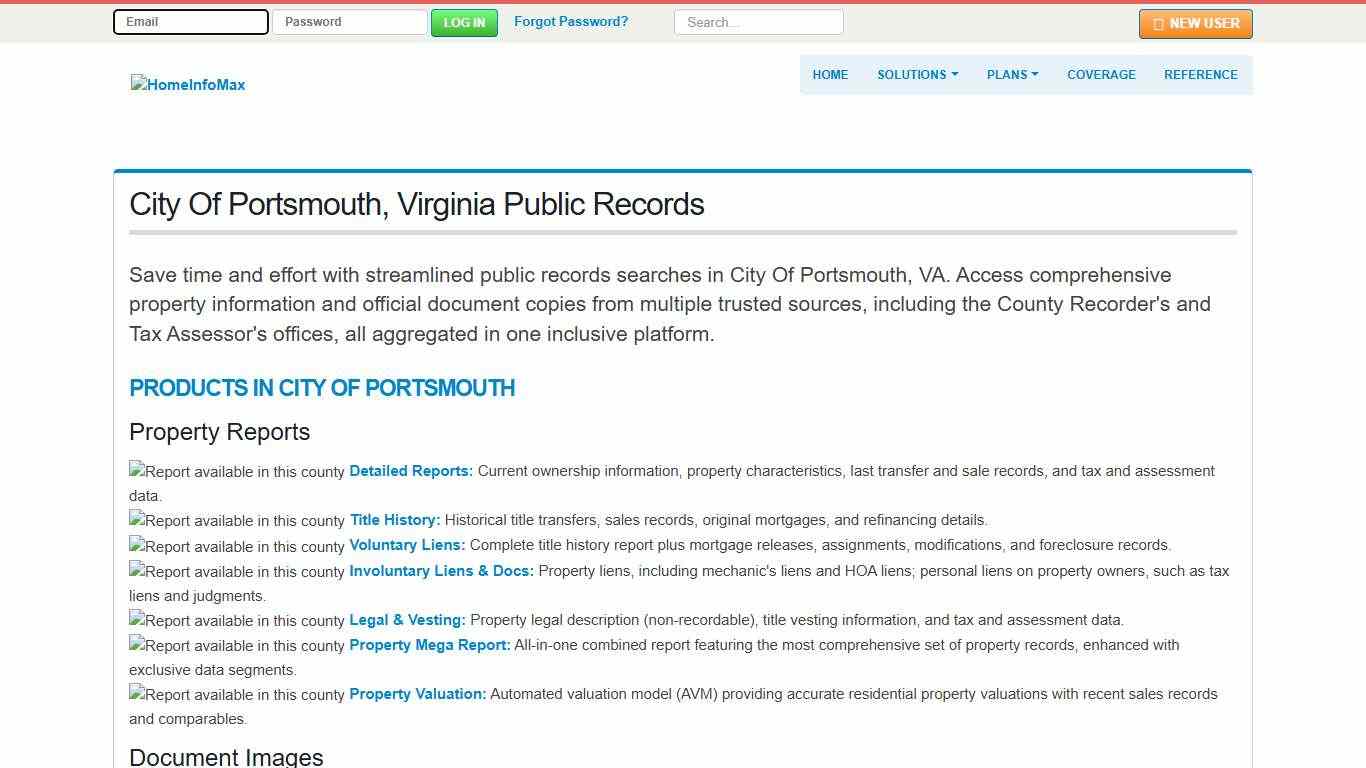 City Of Portsmouth, Virginia Public Records & Documents Search HomeInfoMax